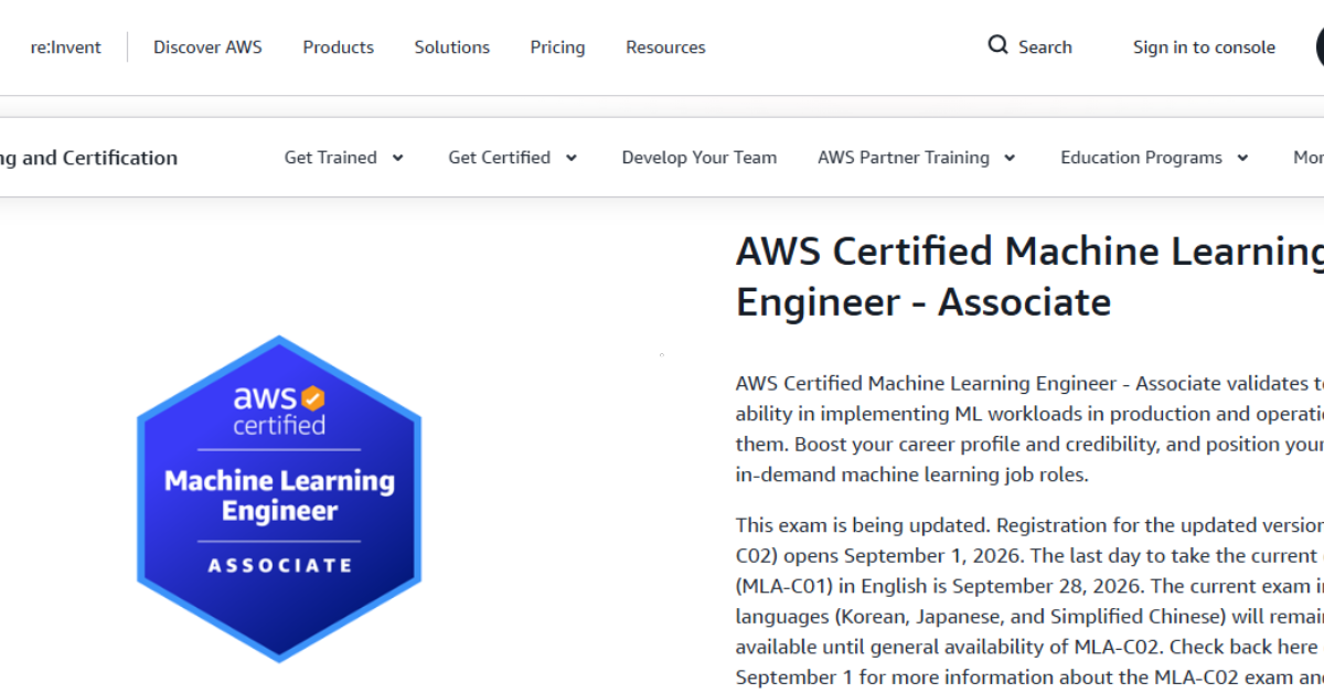 AWS Certified Machine Learning Engineer – Associate